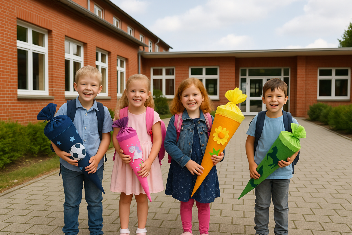 Symbolfoto: KI-generiert – zeigt nicht die tatsächlichen Erstklässlerinnen und Erstklässler in Kaiserslautern.